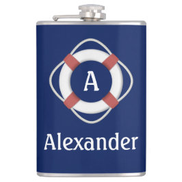 Navy Blue Nautical Lifesaver Monogram Heupfles