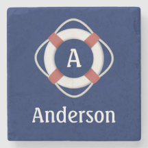 Navy Blue Nautical Lifesaver Monogram
