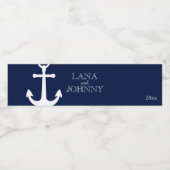 Navy Blue, Nautical met Anchor Waterfles Etiket (Enkel label)