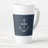 Navy Blue Nautical Minimal Anchor Latte Mok (Rechterhoek)