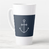 Navy Blue Nautical Minimal Anchor Latte Mok (Linkerhoek)