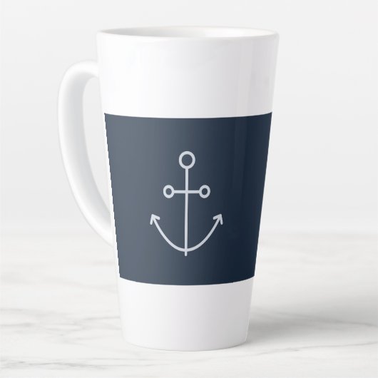 Navy Blue Nautical Minimal Anchor Latte Mok (Linkerhoek)