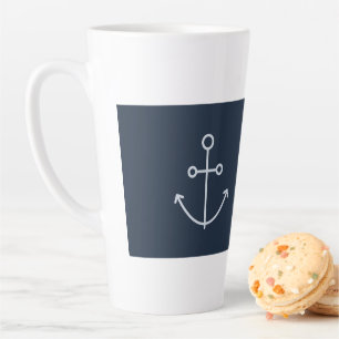 Navy Blue Nautical Minimal Anchor Latte Mok