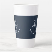 Navy Blue Nautical Minimal Anchor Latte Mok (Voorkant)