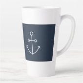 Navy Blue Nautical Minimal Anchor Latte Mok (Rechts)