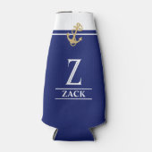 Navy Blue Nautical Monogrammed Bottle Cooler (Voorkant)