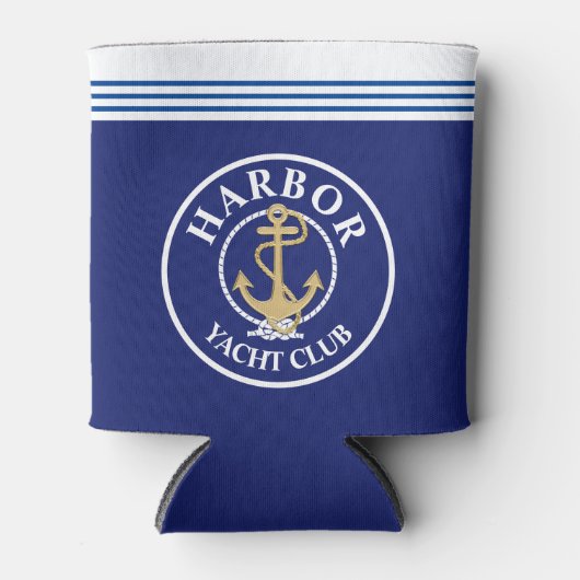 Navy Blue Nautical Monogrammed Bottle Cooler (Voorkant)