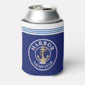 Navy Blue Nautical Monogrammed Bottle Cooler (Blikje Achterkant)