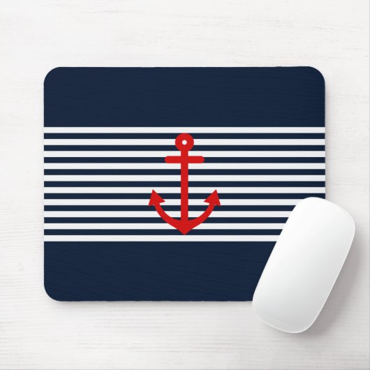 Navy Blue Nautical Muismat (Met muis)