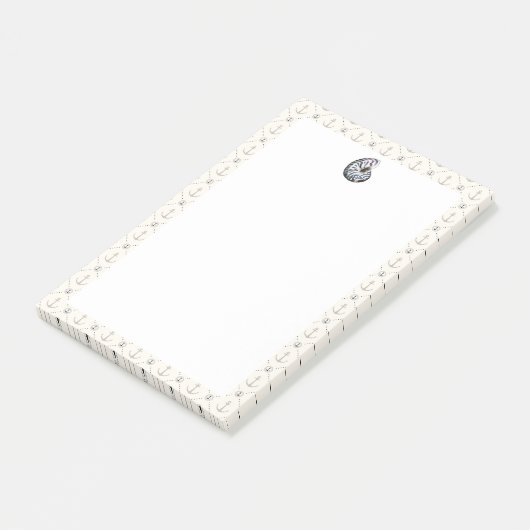 Navy Blue Nautical Ocean Shell Anchor Post-it® Notes (Schuin)