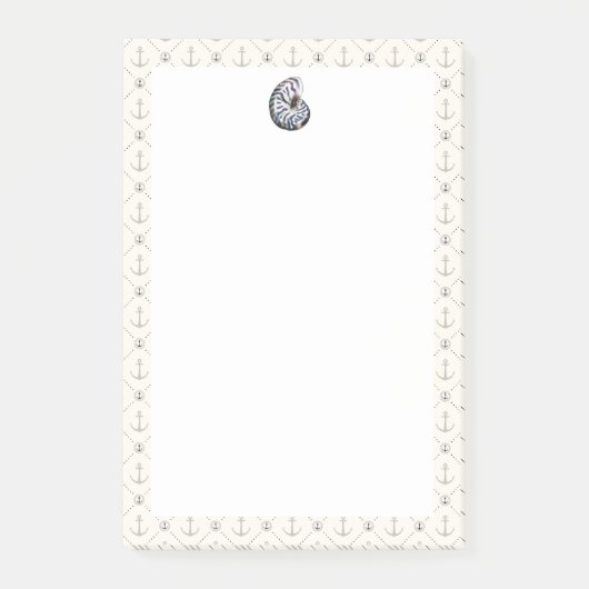 Navy Blue Nautical Ocean Shell Anchor Post-it® Notes (Voorkant)