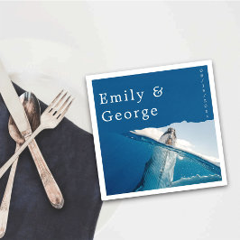 Navy Blue Nautical Ocean Whale Coastal Wedding Servet
