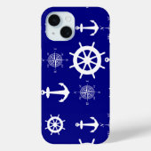 Navy Blue Nautical Pattern Case-Mate iPhone Case (Achterkant)