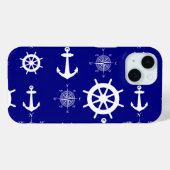 Navy Blue Nautical Pattern Case-Mate iPhone Case (Achterkant (horizontaal))