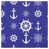 Navy Blue Nautical Pattern Stof (Close Up)
