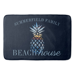 Navy Blue Nautical Personalized Beach House Family Badmat