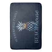 Navy Blue Nautical Personalized Beach House Family Badmat (Voorkant Verticaal)