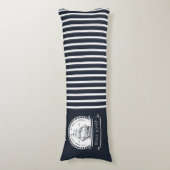 Navy Blue Nautical Personalized Boat Name Lichaamskussen (Voorkant Verticaal)