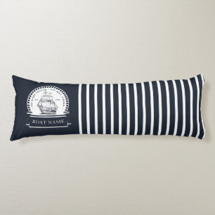 Navy Blue Nautical Personalized Boat Name Lichaamskussen