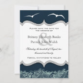 Navy Blue Nautical Photo Save the Date Cards (Achterkant)