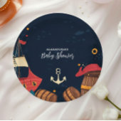 Navy Blue Nautical Pirate Baby shower Papieren Bordje
