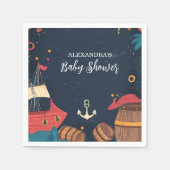 Navy Blue Nautical Pirate Baby shower Servet (Voorkant)