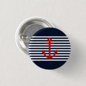 Navy Blue Nautical Ronde Button 3,2 Cm (Voorkant /achterkant)
