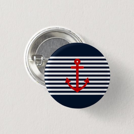 Navy Blue Nautical Ronde Button 3,2 Cm (Voorkant /achterkant)