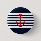 Navy Blue Nautical Ronde Button 3,2 Cm (Voorkant)