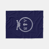 Navy Blue Nautical Rope en Anchor Monogrammed Fleece Deken (Voorkant (Horizontaal))