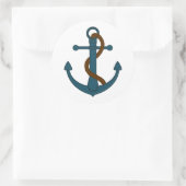 Navy Blue Nautical Rope en Anker Baby shower Ronde Sticker (Tas)