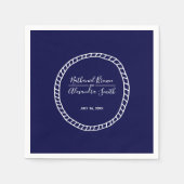 Navy Blue Nautical Rope Wedding Servet (Voorkant)