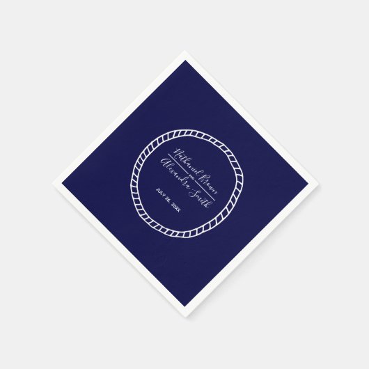 Navy Blue Nautical Rope Wedding Servet (Hoek)