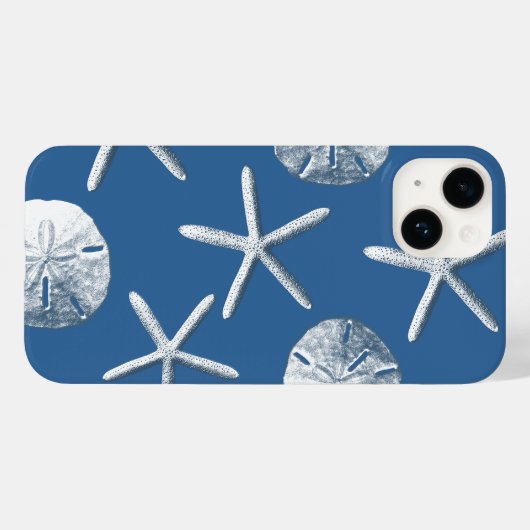 Navy Blue Nautical Seashells Case-Mate iPhone Case (Achterkant (horizontaal))