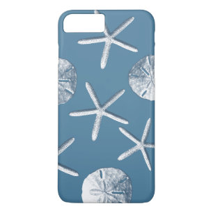 Navy Blue Nautical Seashells iPhone 7 Plus Hoesje