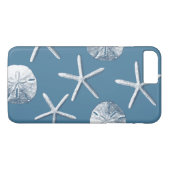 Navy Blue Nautical Seashells iPhone 7 Plus Hoesje (Achterkant (Horizontaal))