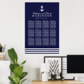 Navy Blue Nautical Seating Plan met Anchor Poster (Thuiskantoor)
