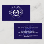 Navy Blue Nautical Ship Wheel Visitekaartje (Voorkant / Achterkant)