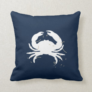 Navy Blue Nautical Sierkussen met witte krab