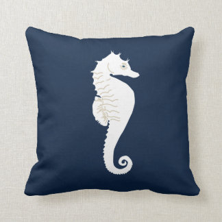 Navy Blue Nautical Sierkussen White Zee Horse