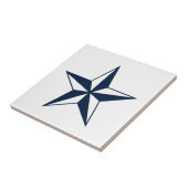 Navy blue nautical star klein aangepast keramisch  tegeltje (Zijkant)