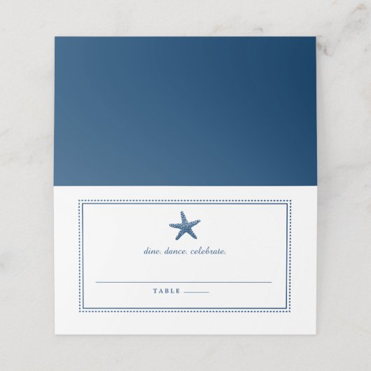 Navy Blue Nautical Starfish Wedding Escort Plaatskaartje (Buitenkant ongevouwen)