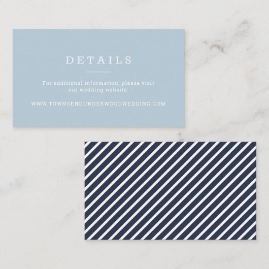 Navy Blue Nautical Stripe Website Invoegen Informatiekaartje (Voorkant / Achterkant)