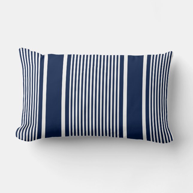 Navy Blue Nautical Striped Pillow Kussen (Voorkant)