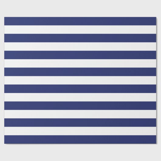 Navy Blue Nautical Stripes Cadeaupapier (Vlak)