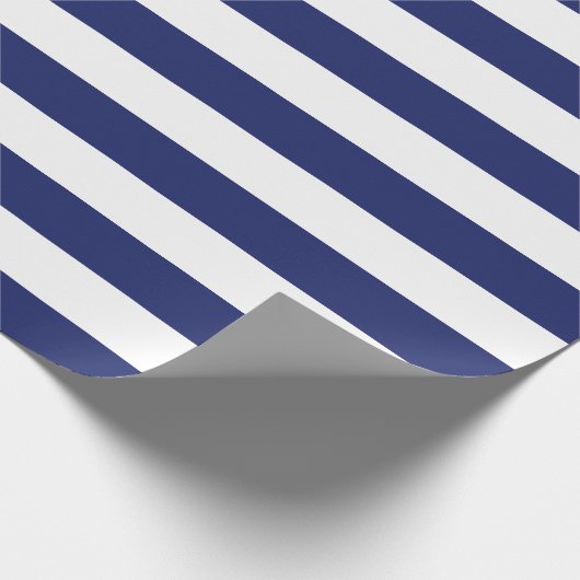 Navy Blue Nautical Stripes Cadeaupapier (Hoek)