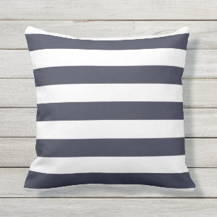 Navy Blue Nautical Stripes Kussens buitenshuis