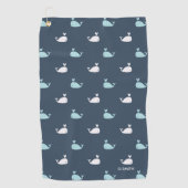 Navy Blue Nautical Theme. Cute Whale Pattern. Golfhanddoek (Voorkant)
