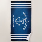 Navy Blue Nautical Theme Family Event Beach Towel Strandlaken (Voorkant)