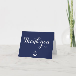 Navy Blue Nautical Weddenschap Bedankt kaarten
